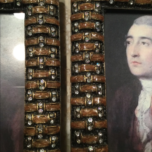 Pair of Enamel and crystal frames 4 1/2” x 3 1/2” - Picture 2 of 2